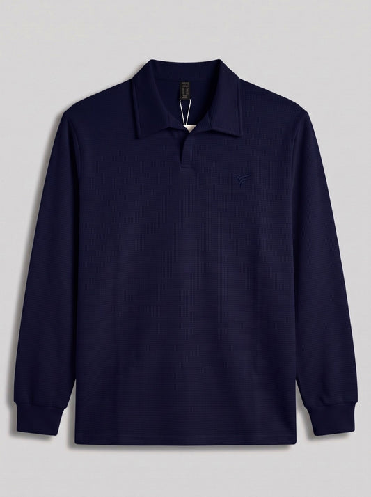 Navy Blue Premium Thermal Fleece Johnny Collar | Winter Edition