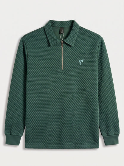Forest Green Knitted Quilted Half Zip | Winter Edition