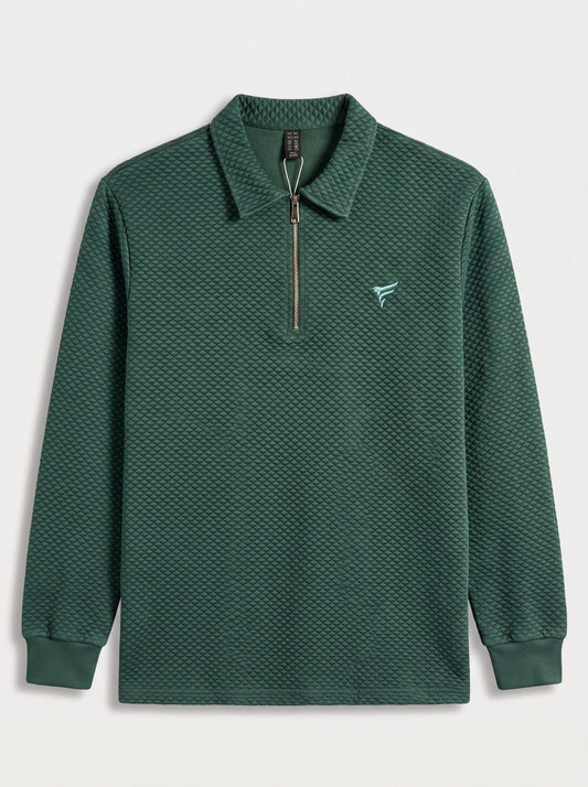 Forest Green Knitted Quilted Half Zip | Winter Edition