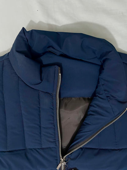Blue Sleeveless Parachute Puffer Jacket