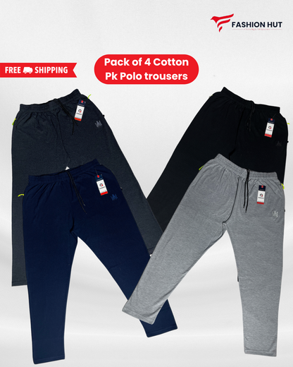 Pack of 4 Cotton PK Polo Trousers| Summer Fit