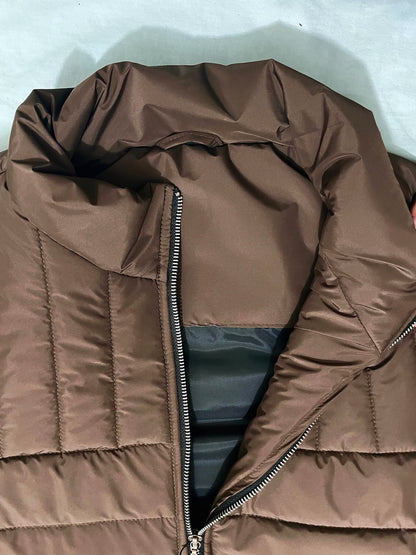 Brown Sleeveless Parachute Puffer Jacket