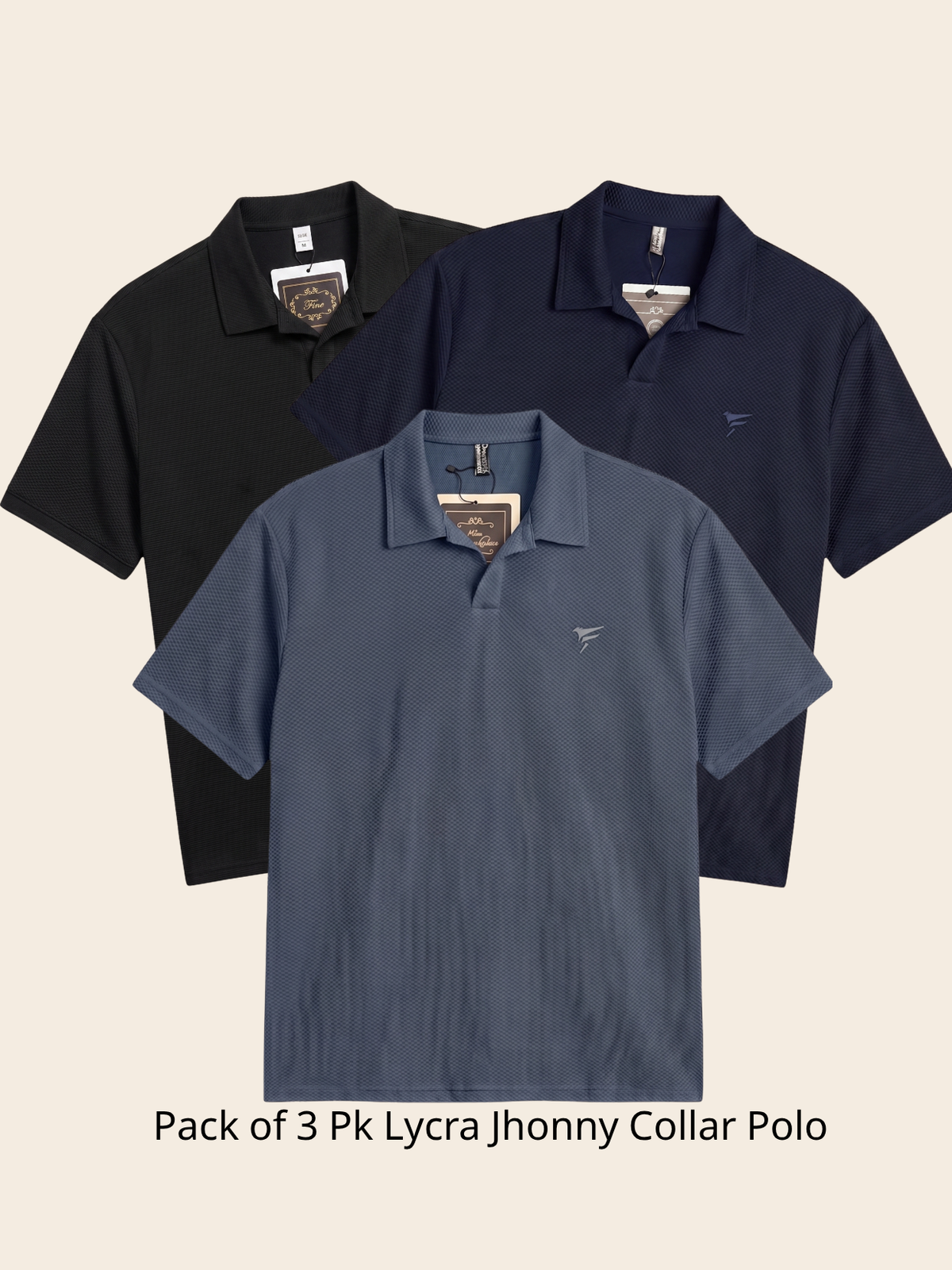Pack of 3 Pk Lycra johnny Collar Polo| Summer Fit