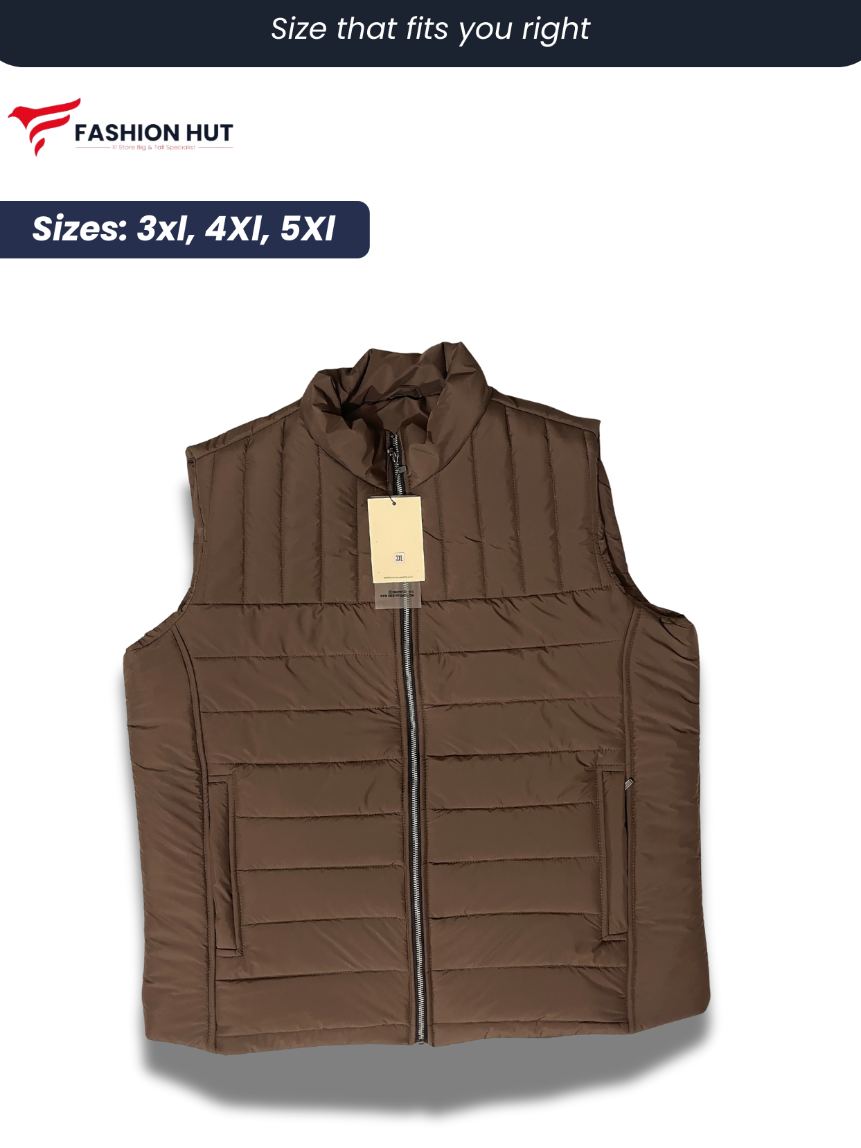 Brown Sleeveless Parachute Puffer Jacket