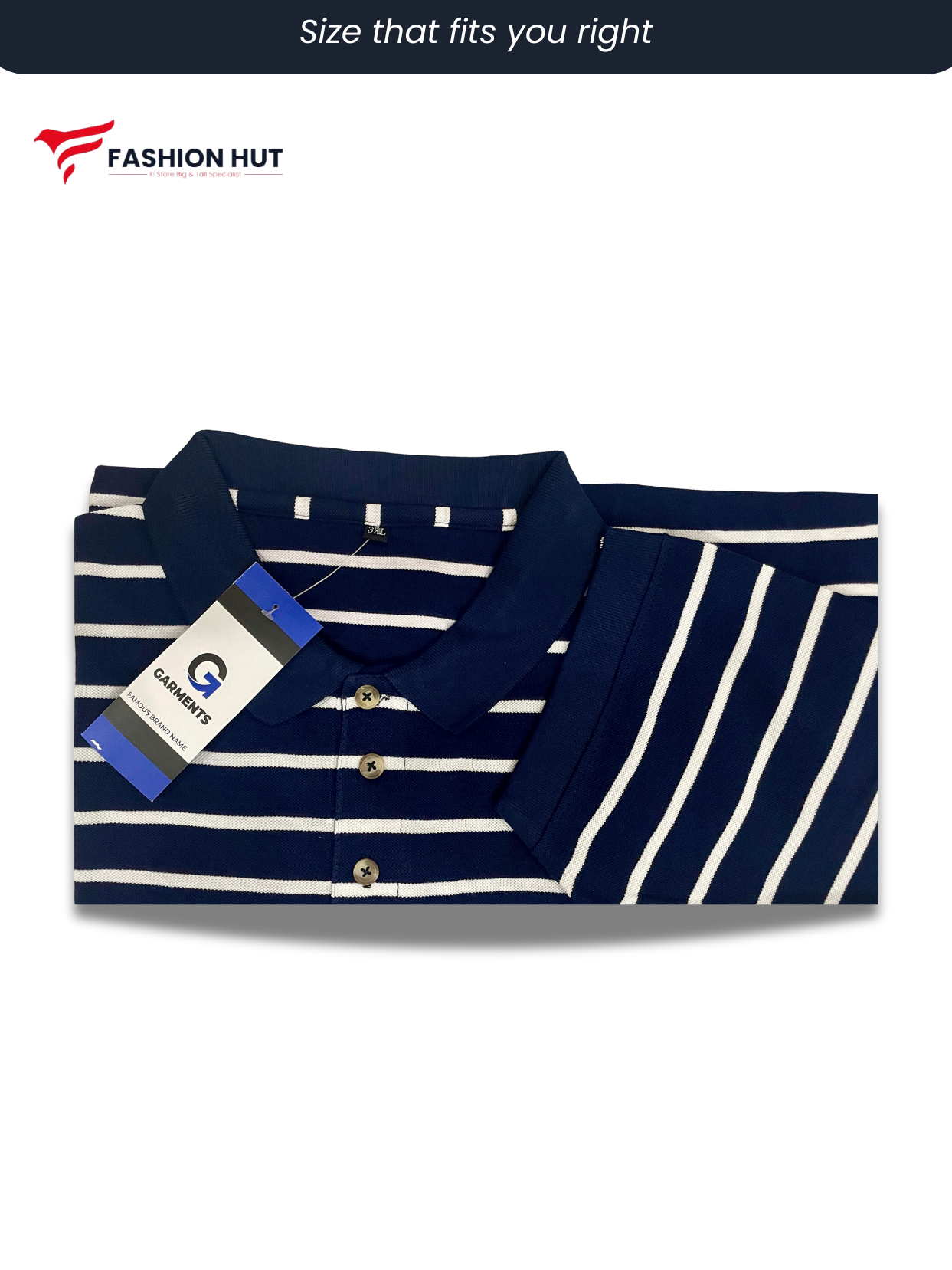 Polo Stripers – Baggy Style navy Blue with White lines| Summer Fit