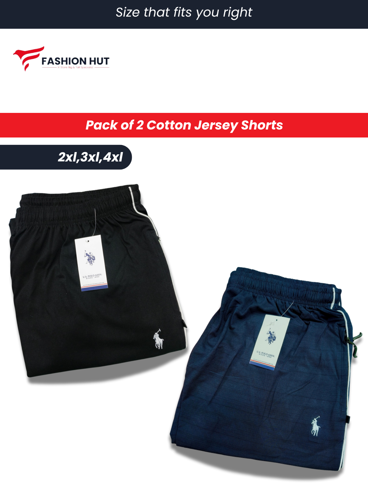 Pack of 2 Cotton Jersey Shorts