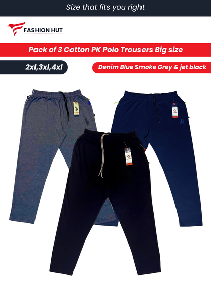 Pack of 3 Polo Fabric Trousers Big size