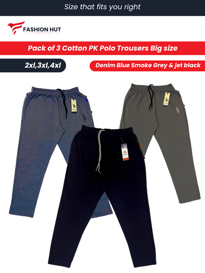 Pack of 3 Polo Fabric Trousers Big size