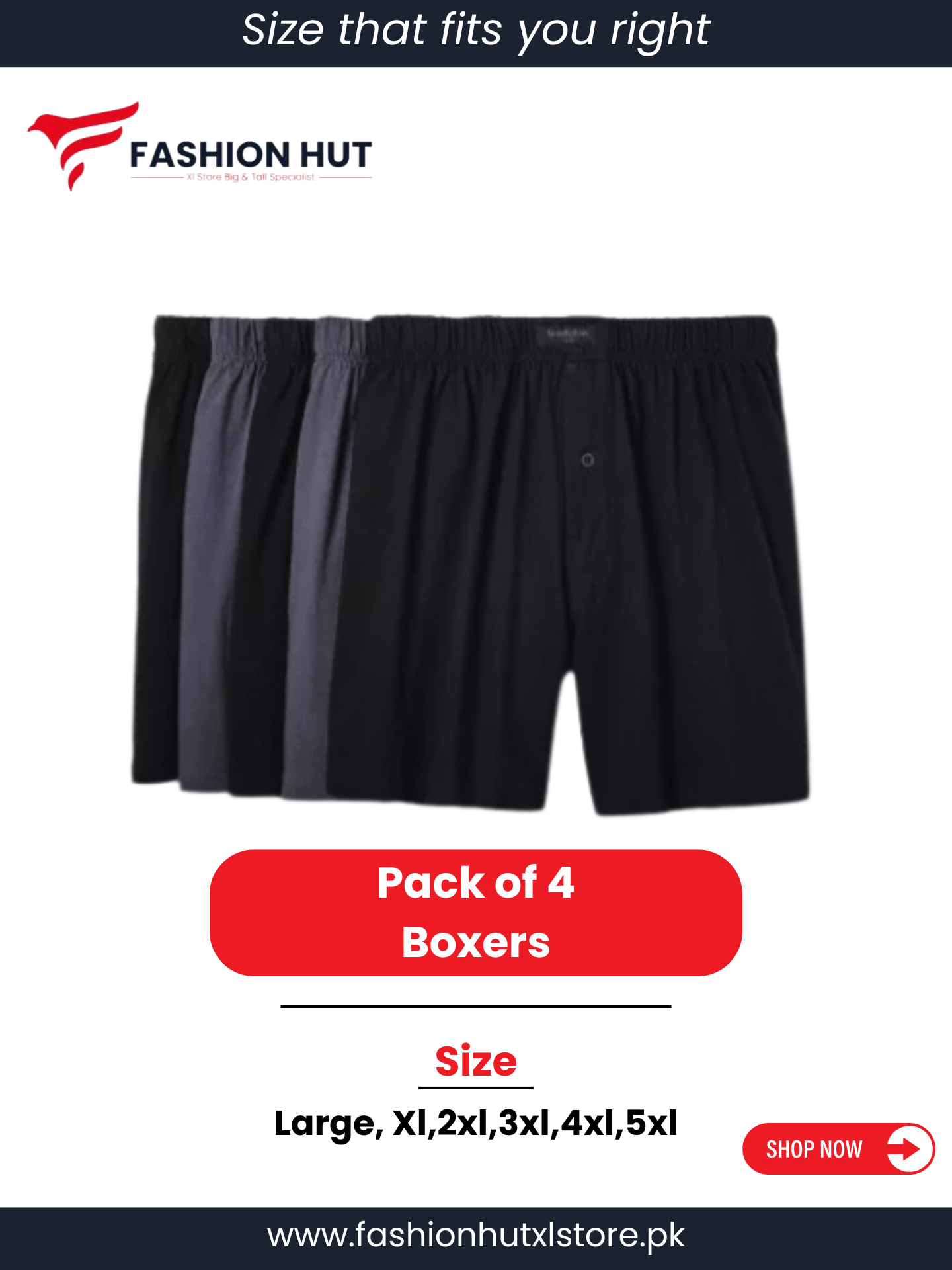 Big size Boxers (waist 38 to 60)