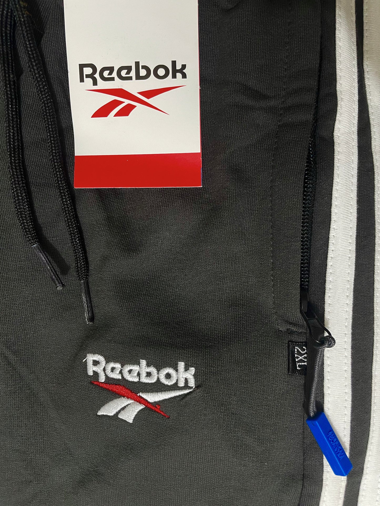 Reebok Charcol Grey 3 Stripes Terry Trousers