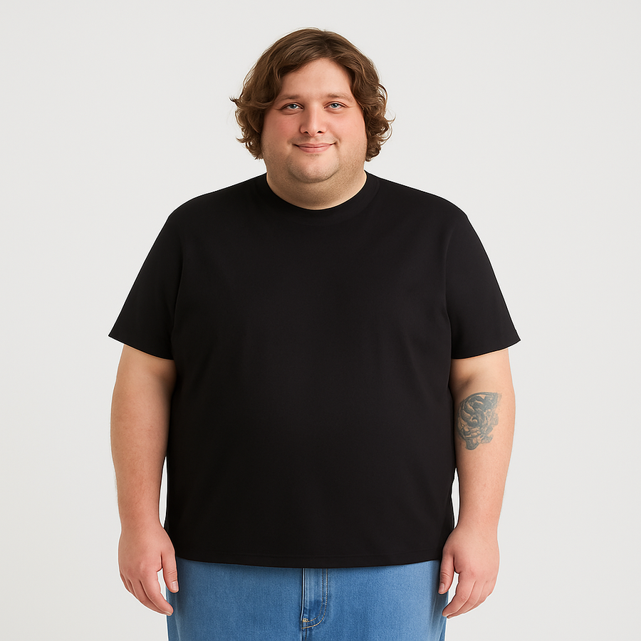 Jet Black Jersey round neck T-shirt