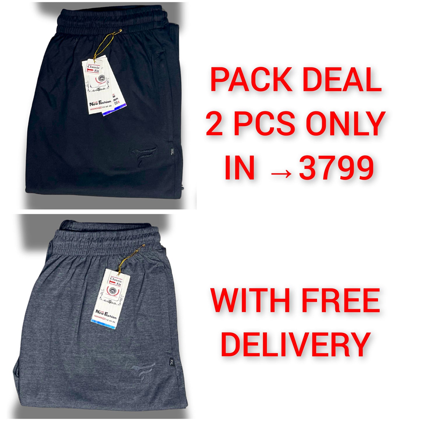 Pack of 2 Jersey Trousers slim fit design