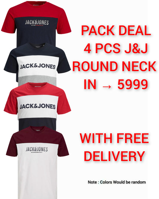 Pack of 4 JACK & JONES | 100% ORIGINAL T-SHIRT | PANEL STYLE
