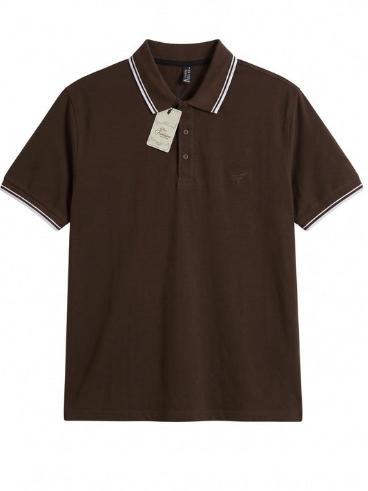 Matte Brown Tipping Polo Shirt