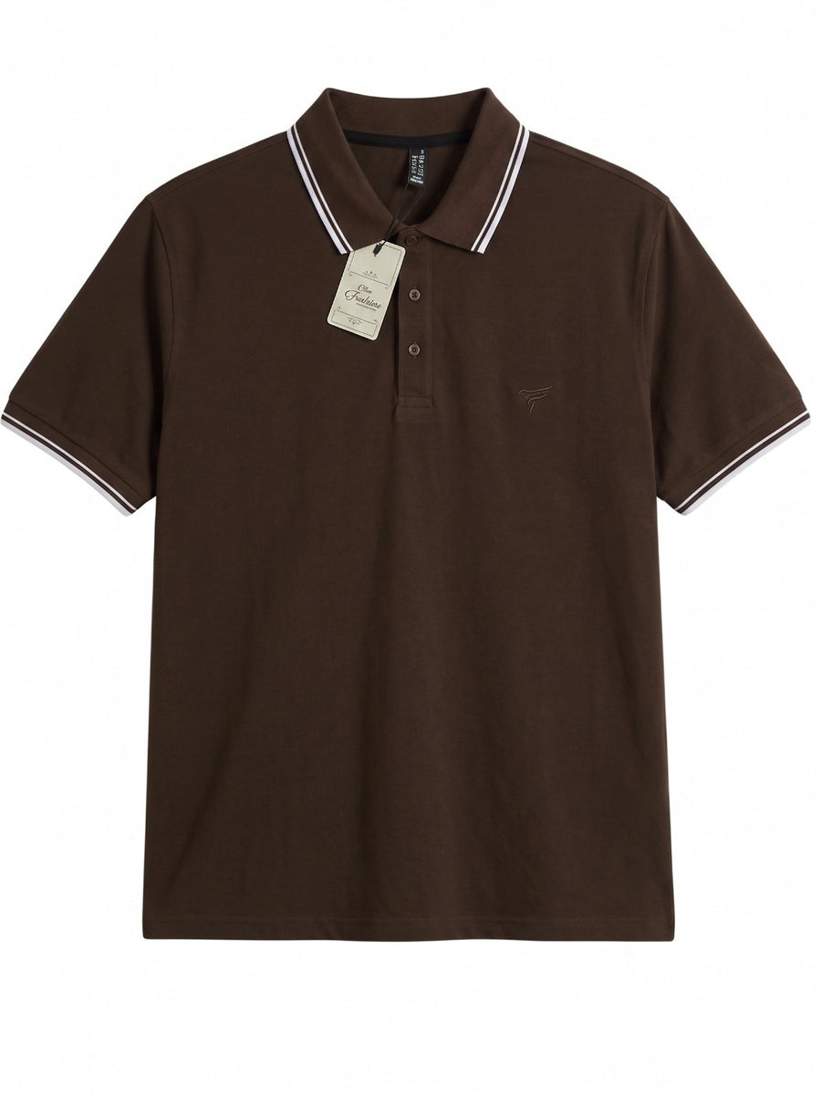 Matte Brown Tipping Polo Shirt