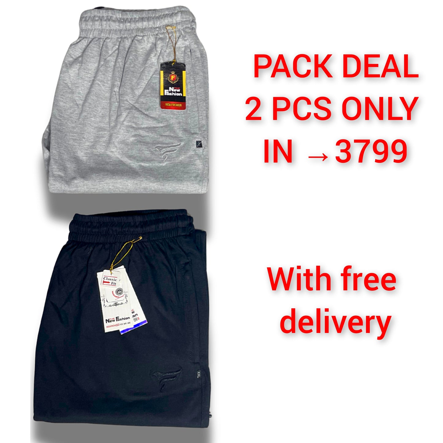 Pack of 2 Jersey Trousers slim fit design